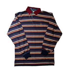 Tommy Hilfiger Shirt Boys Large Red Striped‎ Long Sleeve Rugby Shirt Boys L
